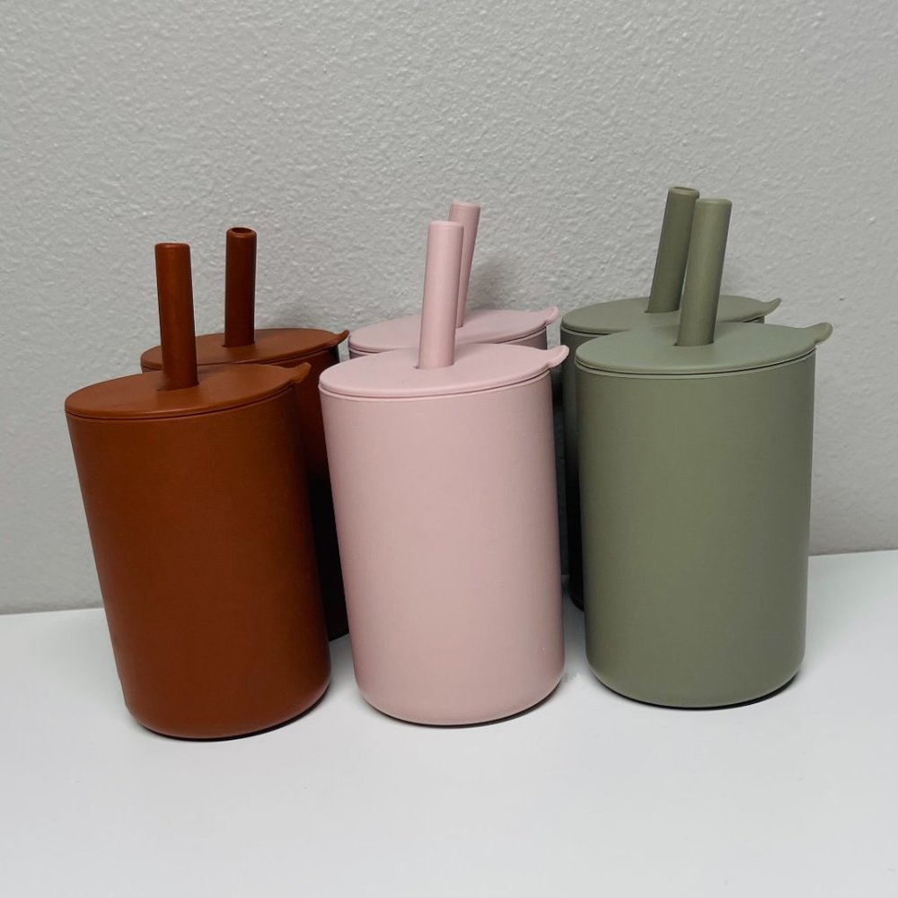 Silicone Training Cups with Straws-NEW 6-pack